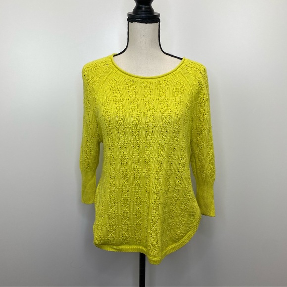 Anthropologie Sparrow Neon Yellow Sweater - Picture 3 of 10
